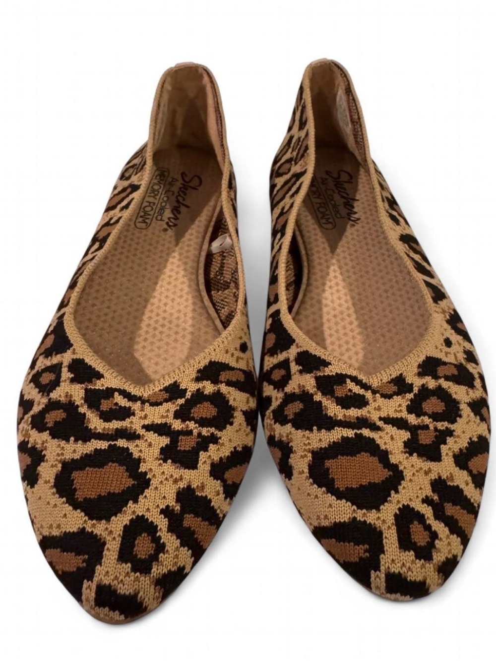 Skechers Air-Cooled Memory Foam Leopard Print Flats NWOB 10